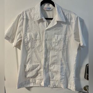 80s Vintage Romani Guayabera Button Up Casual Shirt  Mexican Wedding Cuban Shirt